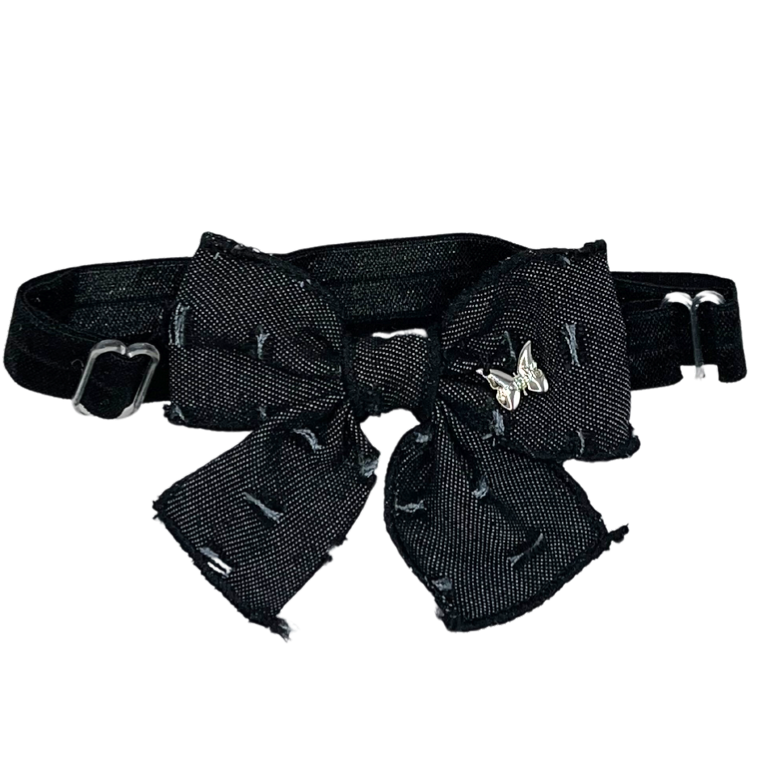 Denim Bow Baby Band - Black Denim