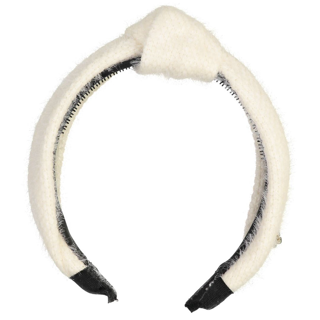 Mohair Top Knot Headband - Winter White
