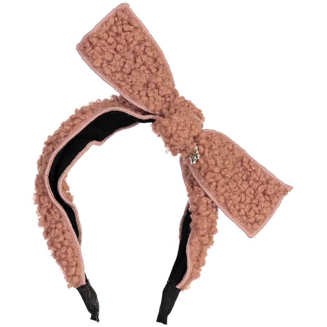 Sherpa Twisted Bow Headband - Dark Rose