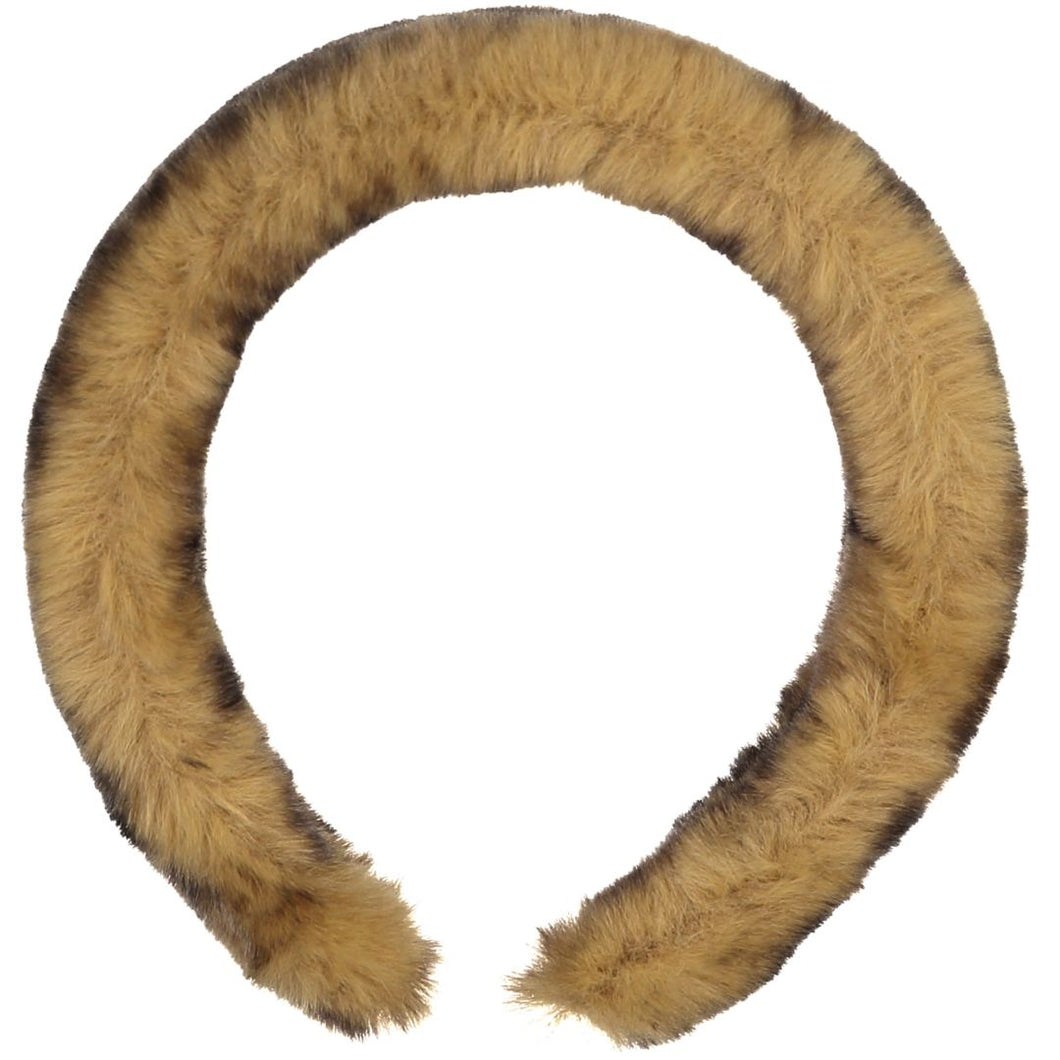 Animal Print Fur Headband - Brown