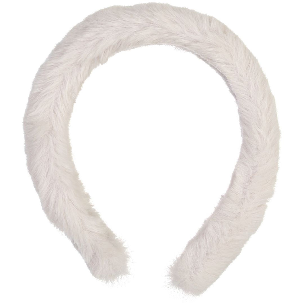Animal Print Fur Headband - Light Grey