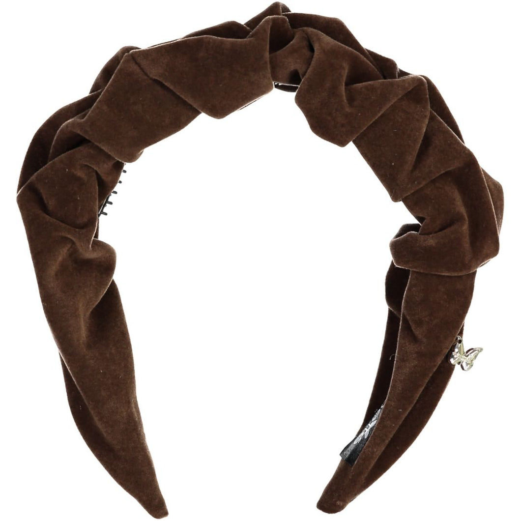 Velvet Pinned Headband - Chocolate