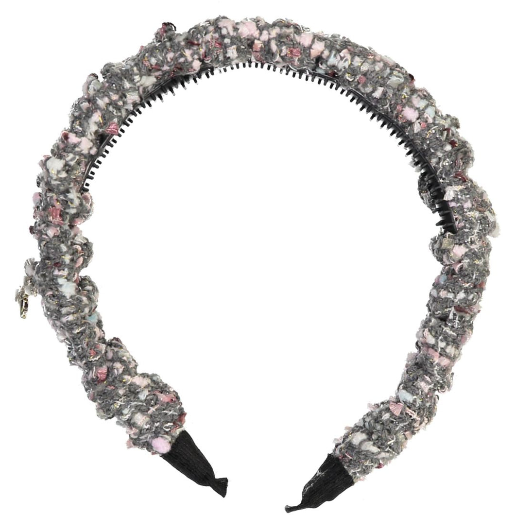 Tweed Scrunched Headband - Grey