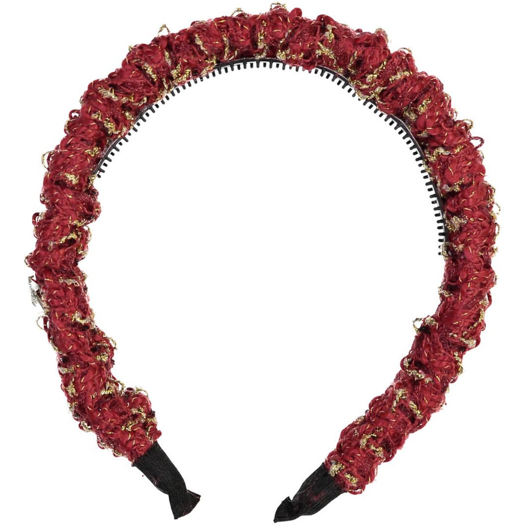 Tweed Scrunched Headband - Wine