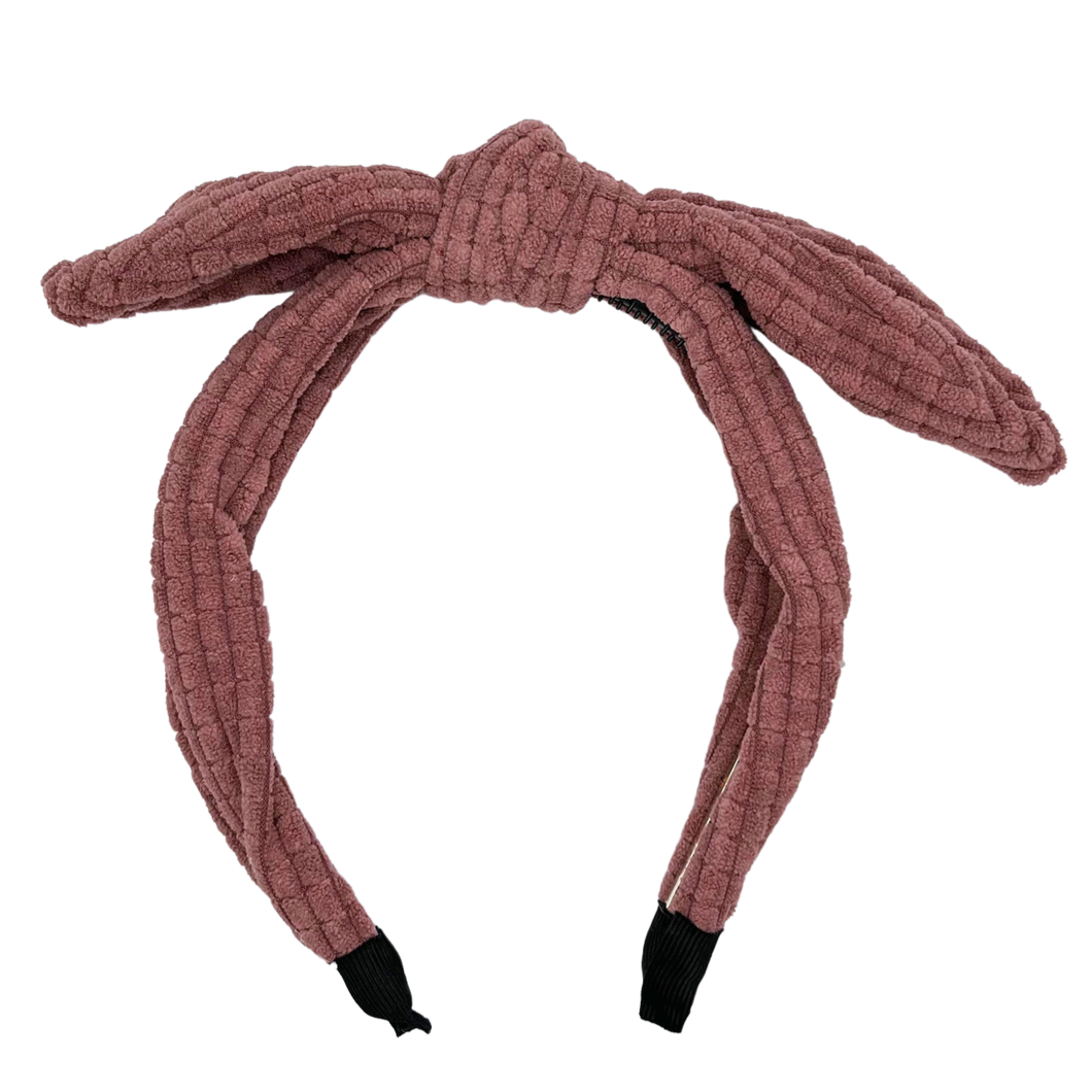 Quilted Velour Headband - Berry