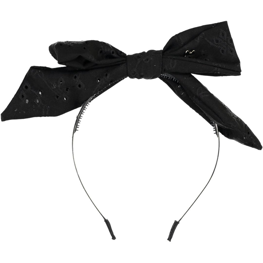 Eyelet Bow Headband - Black