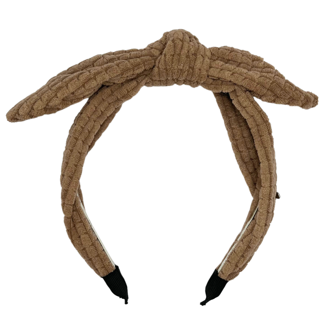 Quilted Velour Headband - Taupe