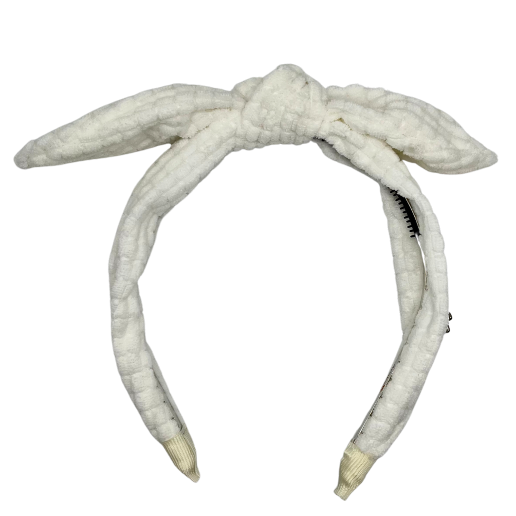 Quilted Velour Headband - Winter White