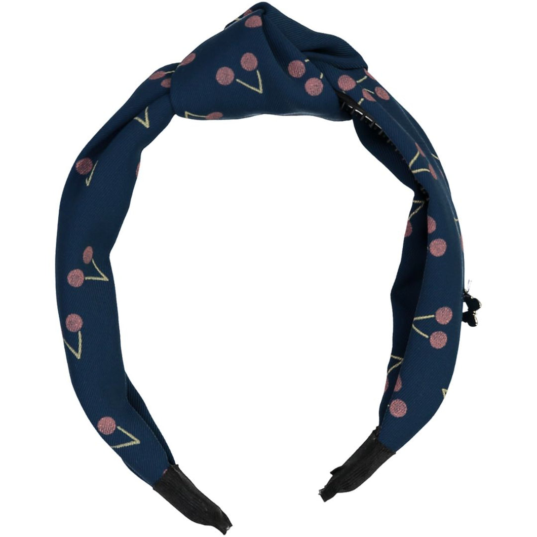 Cherry Top Knot Headband - Denim Blue
