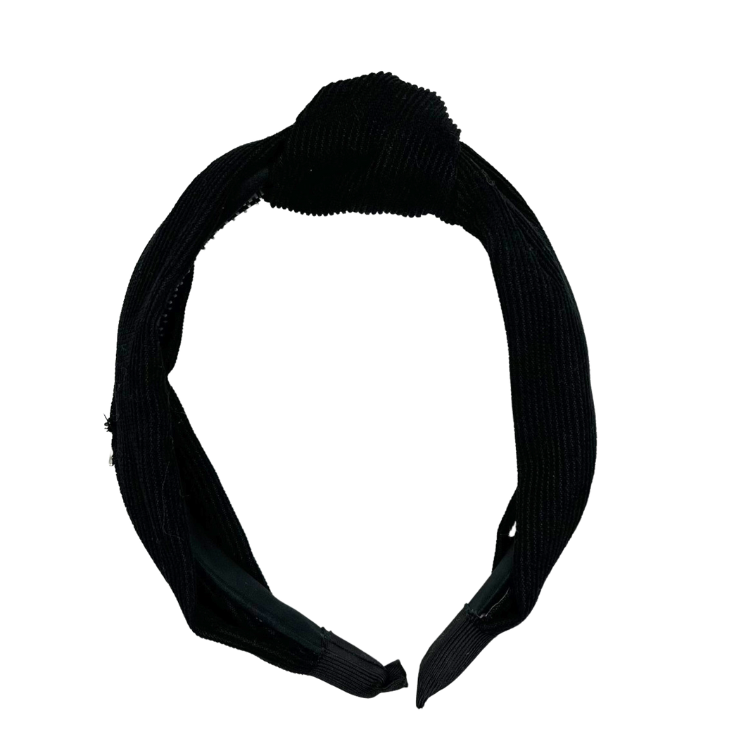 Corduroy Top Knot Headband - Black
