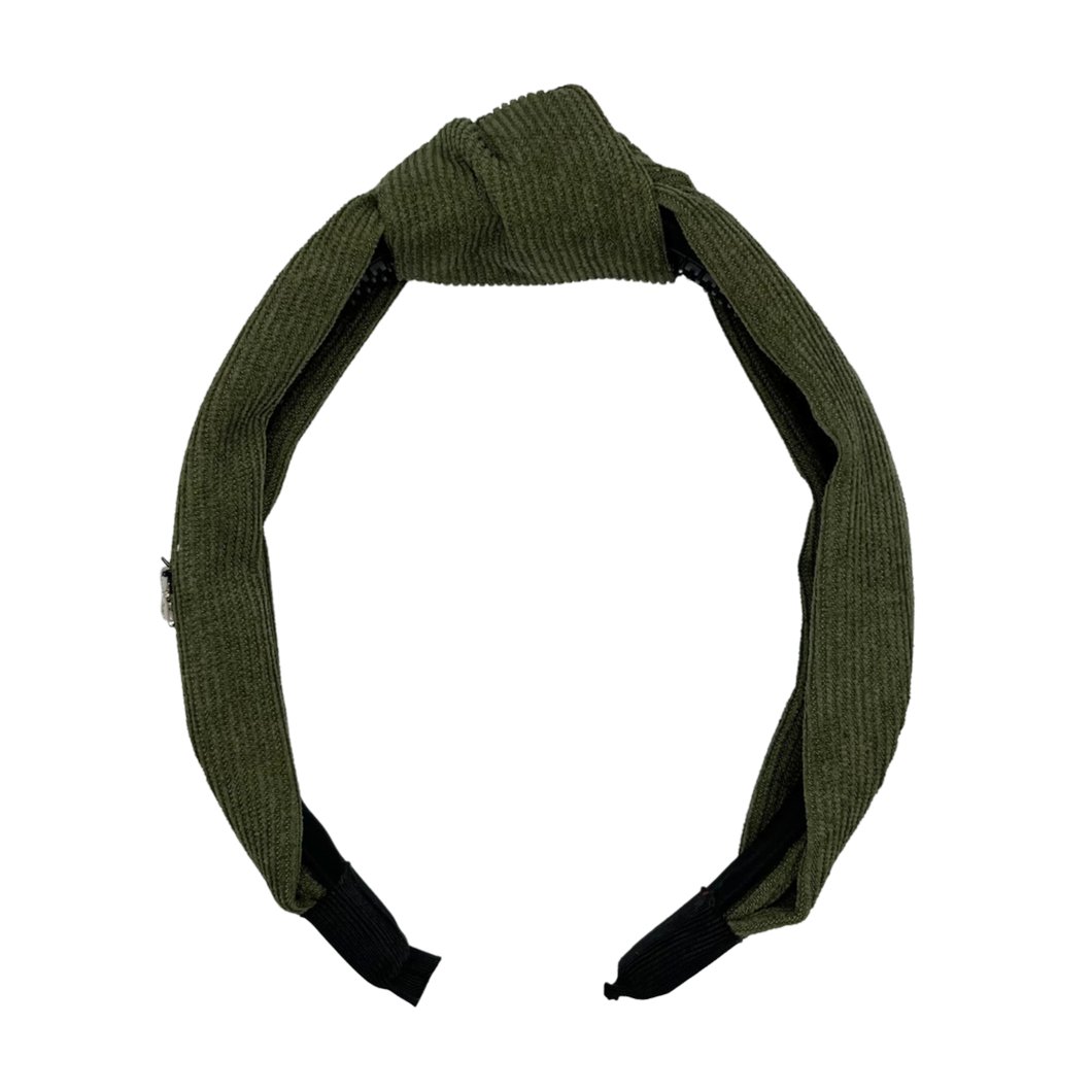 Corduroy Top Knot Headband - Evergreen
