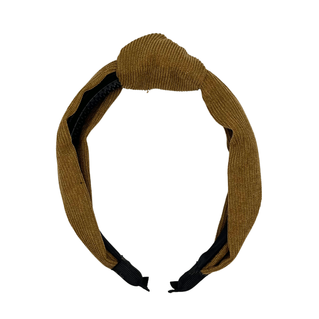 Corduroy Top Knot Headband - Light Walnut