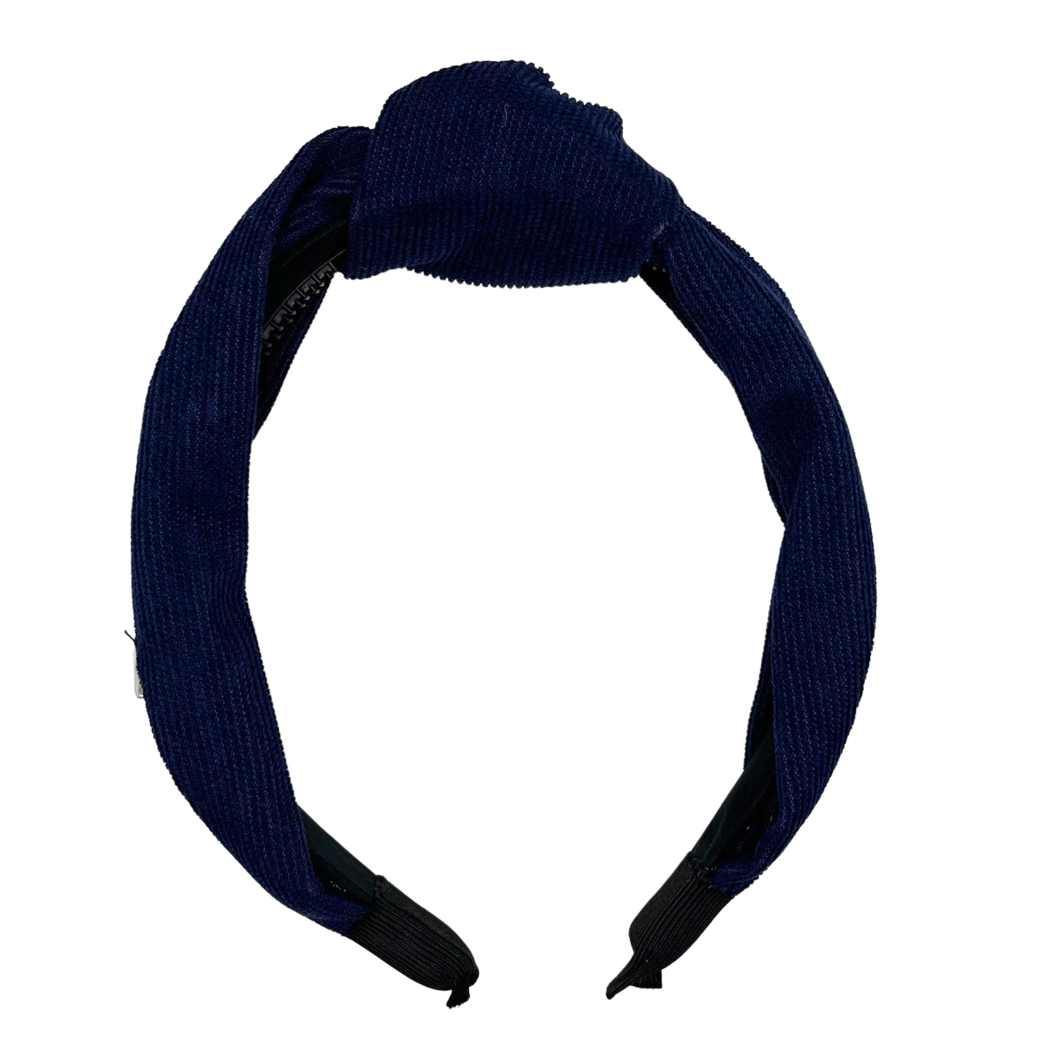 Corduroy Top Knot Headband - Navy