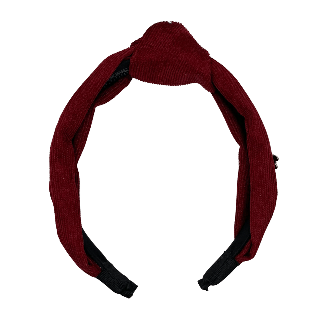 Corduroy Top Knot Headband - Wine