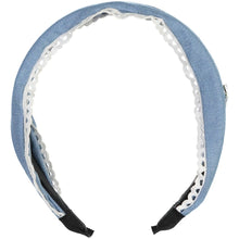 Load image into Gallery viewer, Lace Trimmed Denim Headband - Chambray
