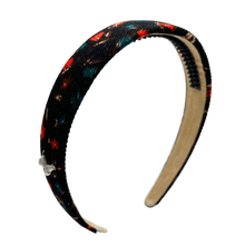 Load image into Gallery viewer, Printed Corduroy Flat Headband - Navy Floral
