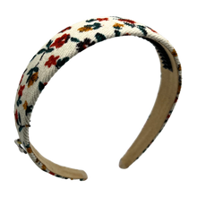 Load image into Gallery viewer, Printed Corduroy Flat Headband - Off White Floral
