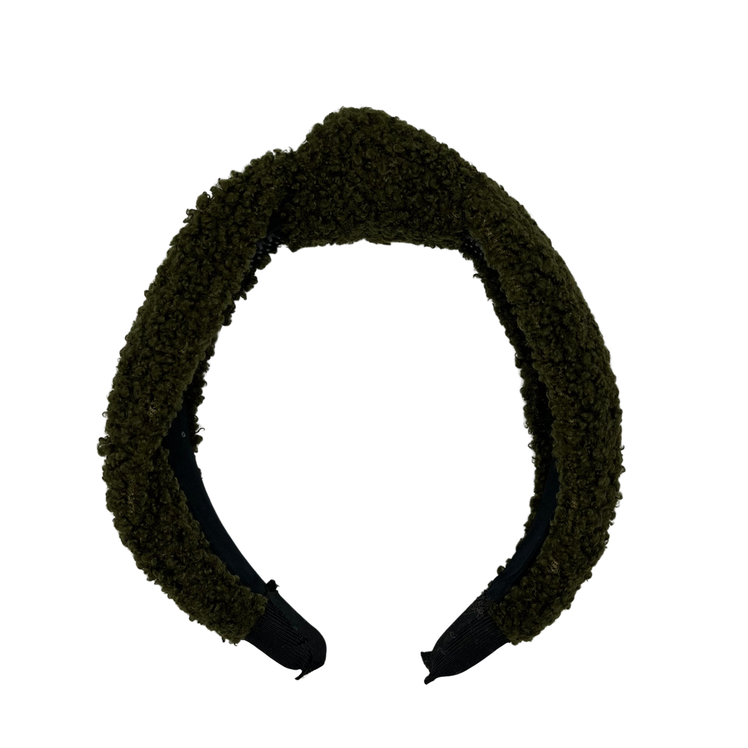 Teddy Top Knot Headband - Evergreen