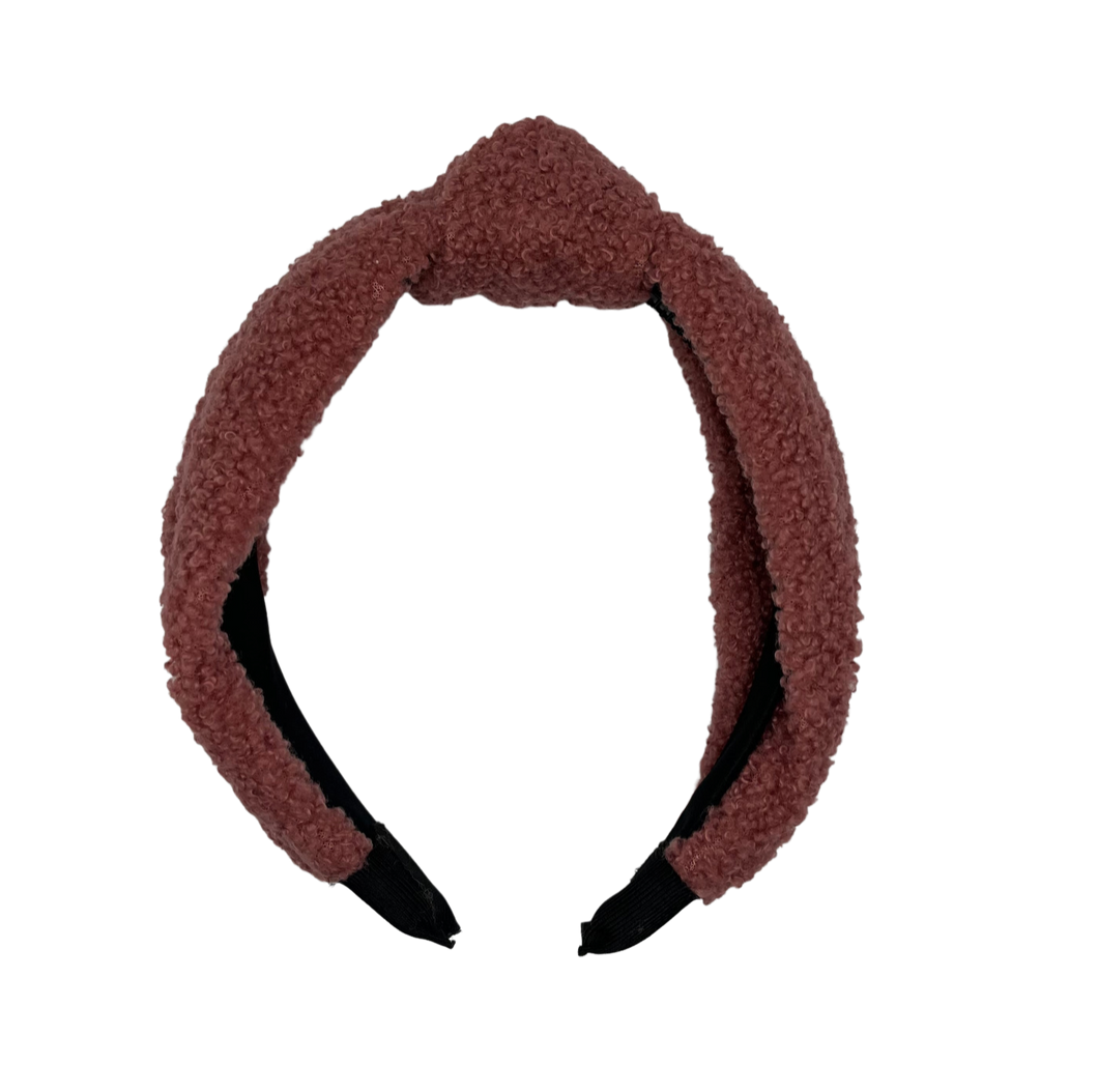 Teddy Top Knot Headband - Mauve
