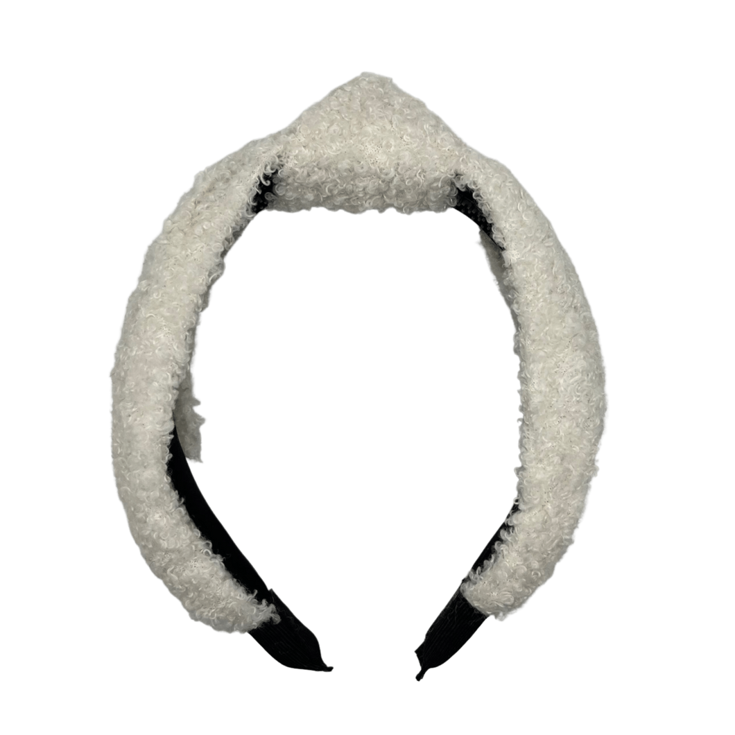 Teddy Top Knot Headband - Winter White