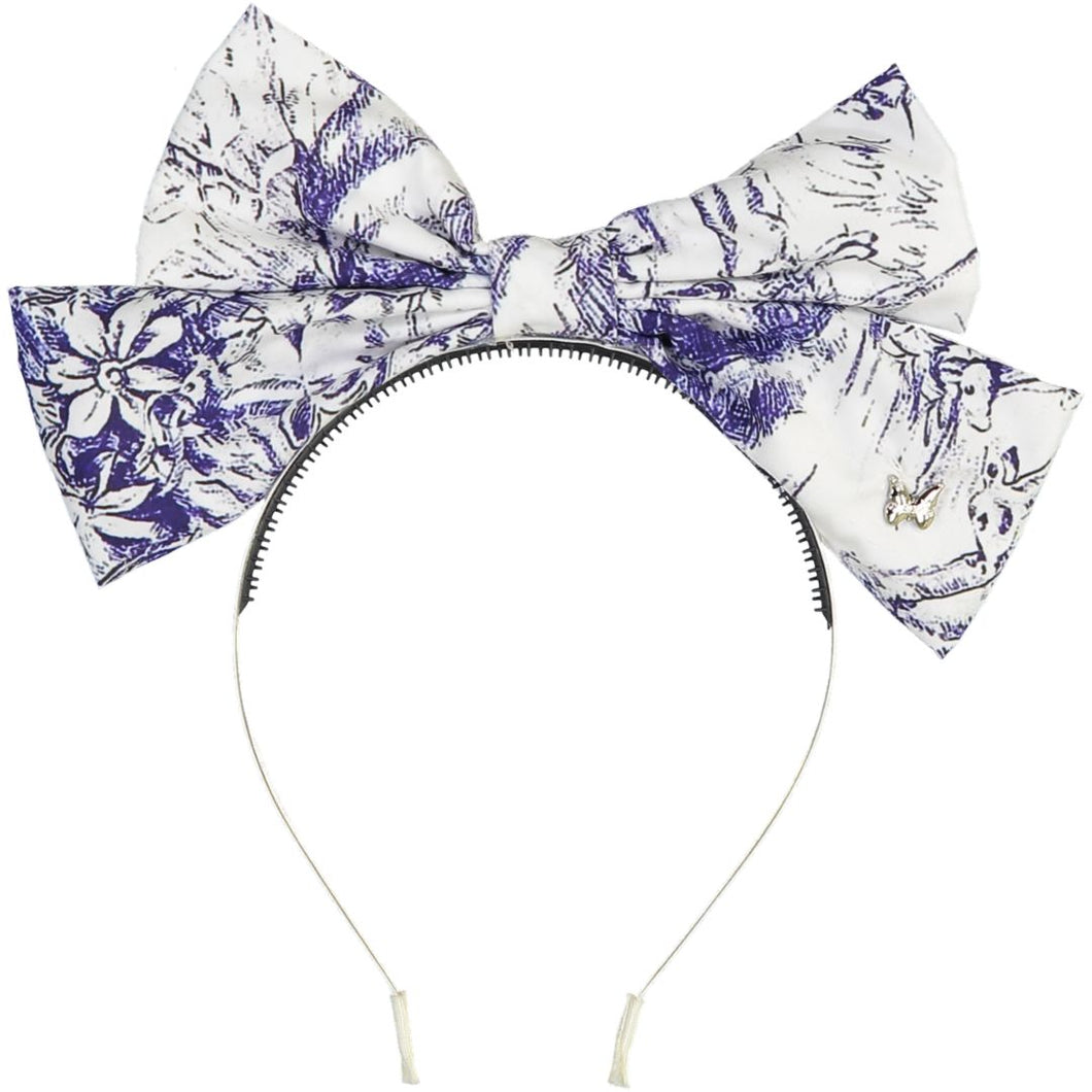 Toile Standing Bow Headband - Royal