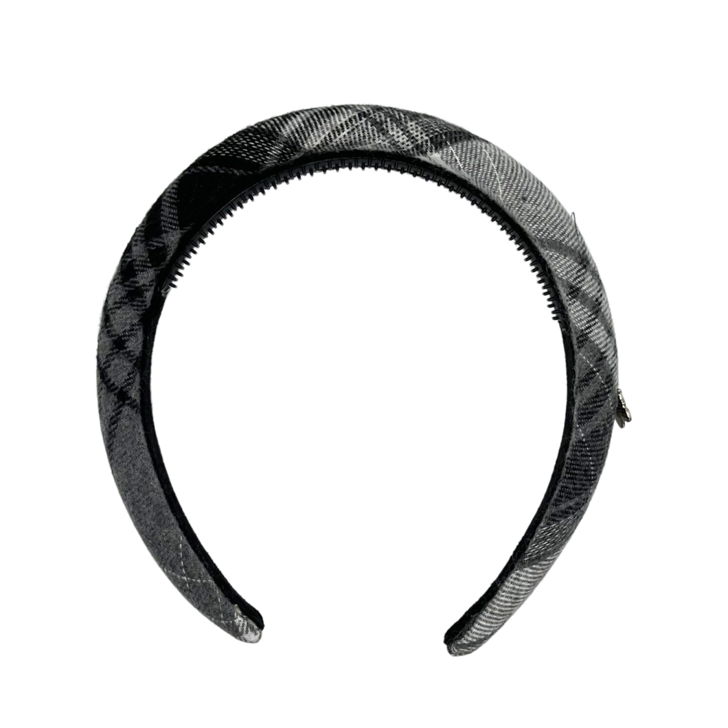 Plaid Padded Headband - Black