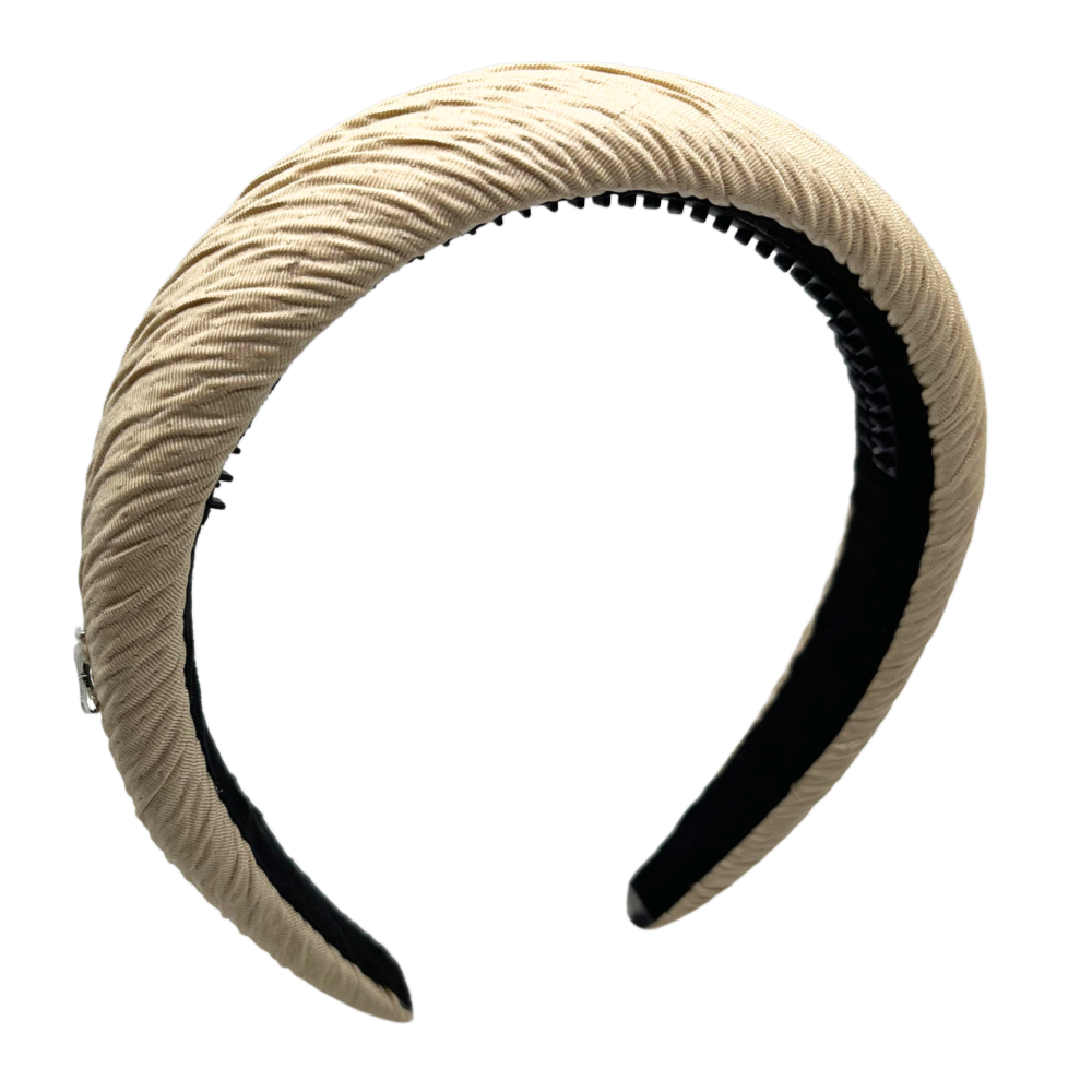 Crinkle Satin Padded Headband - Cream