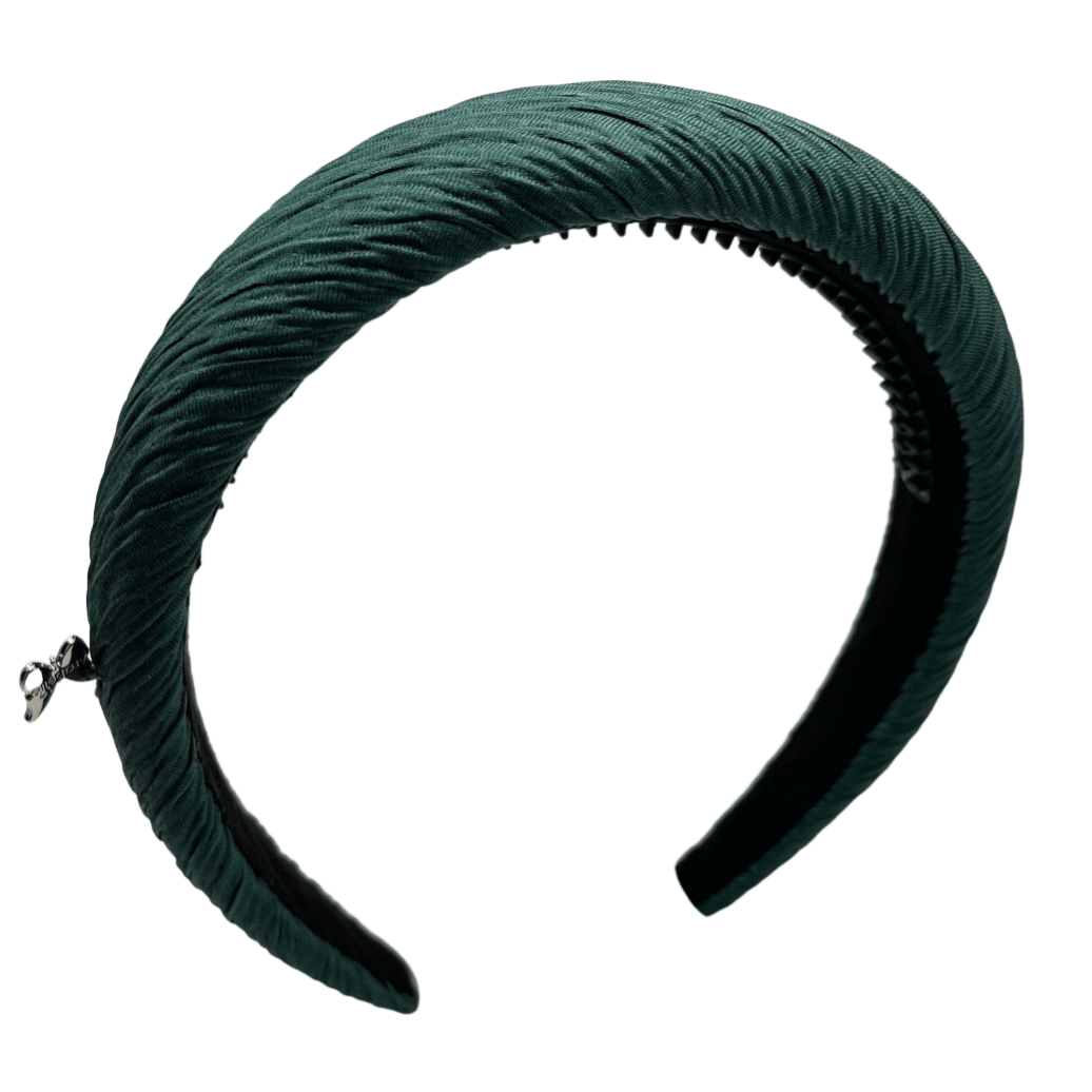 Crinkle Satin Padded Headband - Evergreen