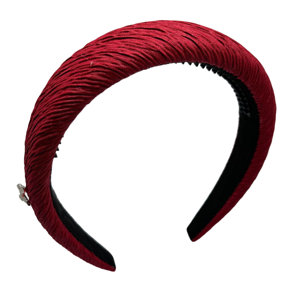 Crinkle Satin Padded Headband - Wine