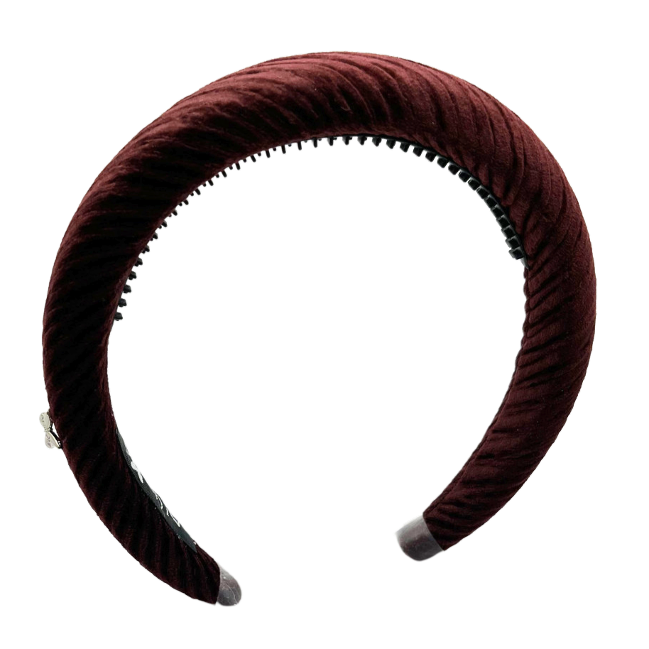 Velvet Lines Padded Headband - Chocolate