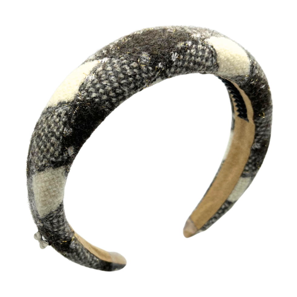 Knitted Padded Headband - Black/White Large Print