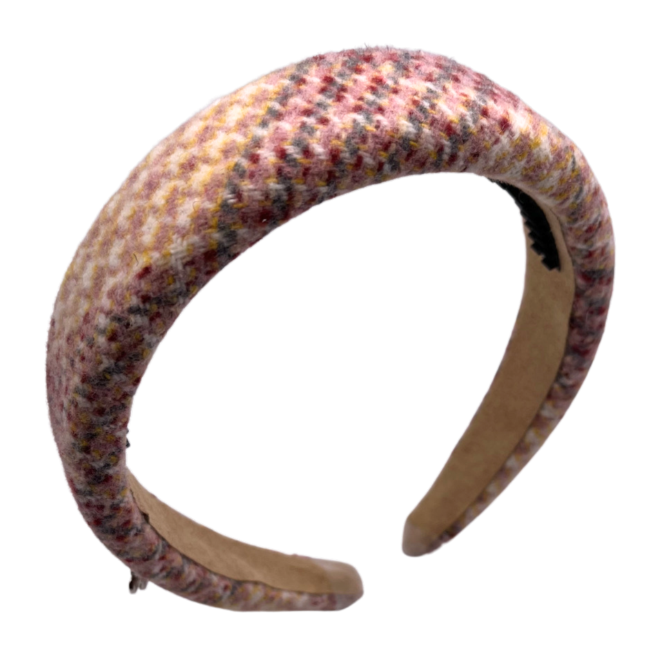 Knitted Padded Headband - Multi Brown Houndstooth