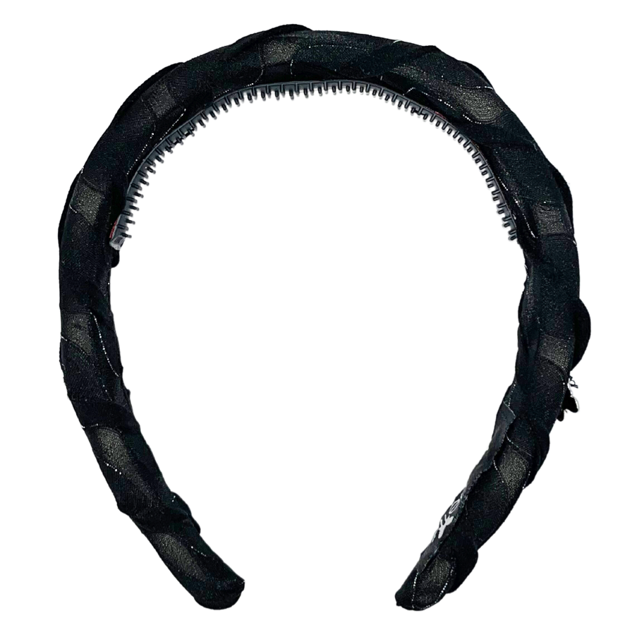Textured Chiffon Padded Headband - Black
