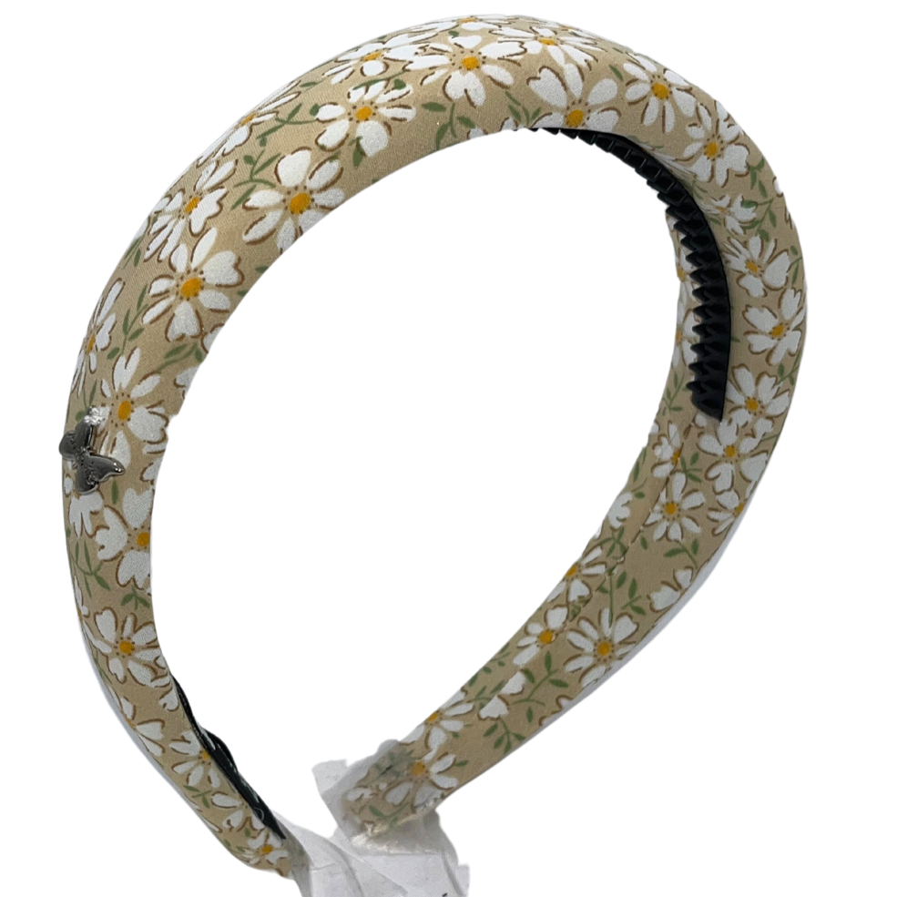 Printed Floral Padded Headband - Sand