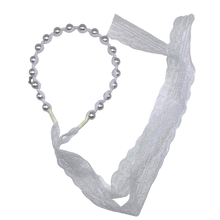 Load image into Gallery viewer, Pearl Headband with Lace Sash - White
