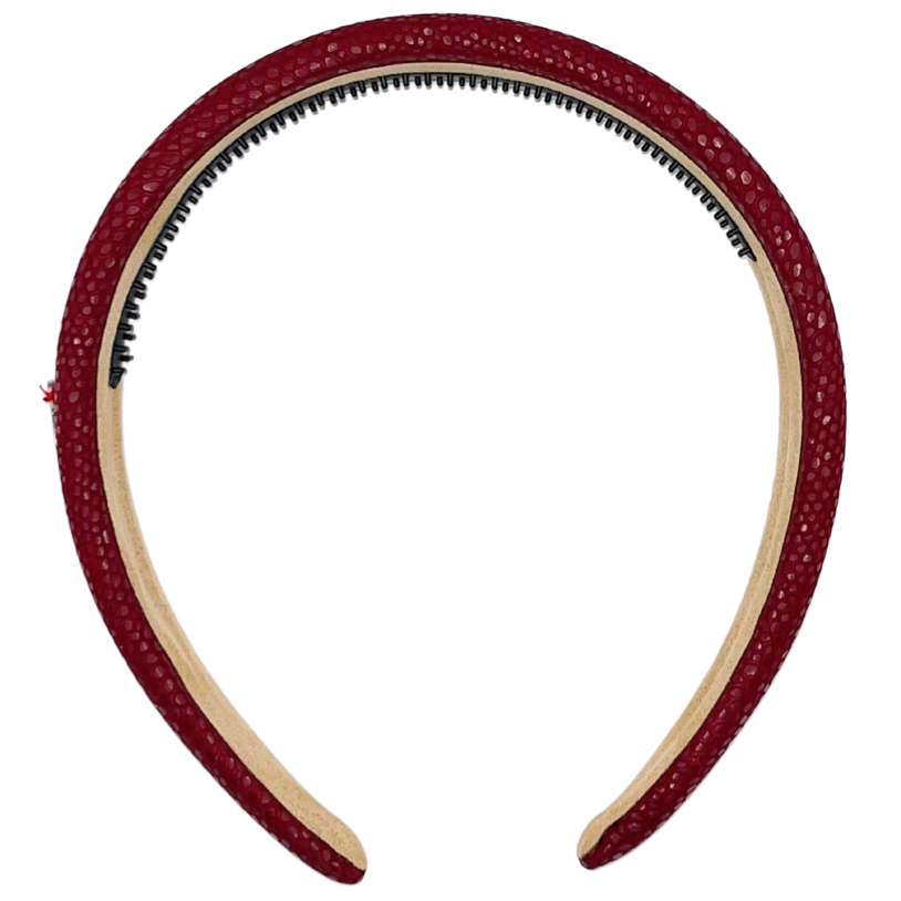 Snakeskin Padded Headband - Red