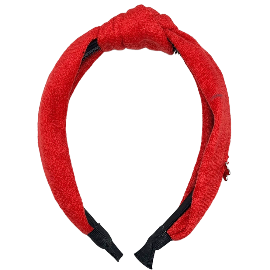 Terry Top Knot Headband - Red
