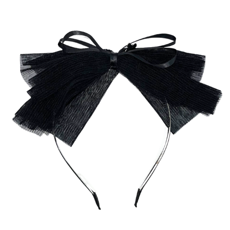 Pleated Tulle Headband - Black