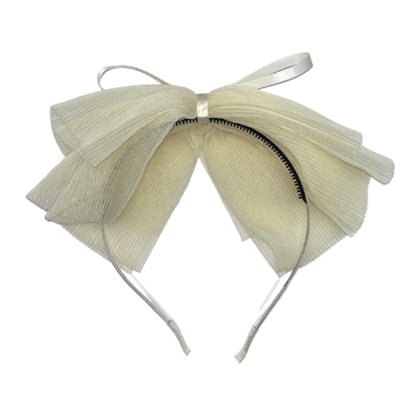 Pleated Tulle Headband - Ivory