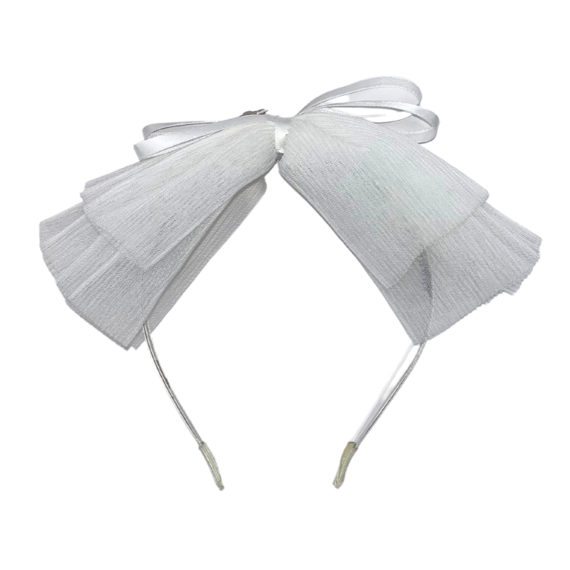 Pleated Tulle Headband - White