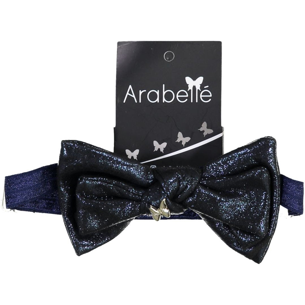 Metallic Twisted Bow Baby Band- Navy