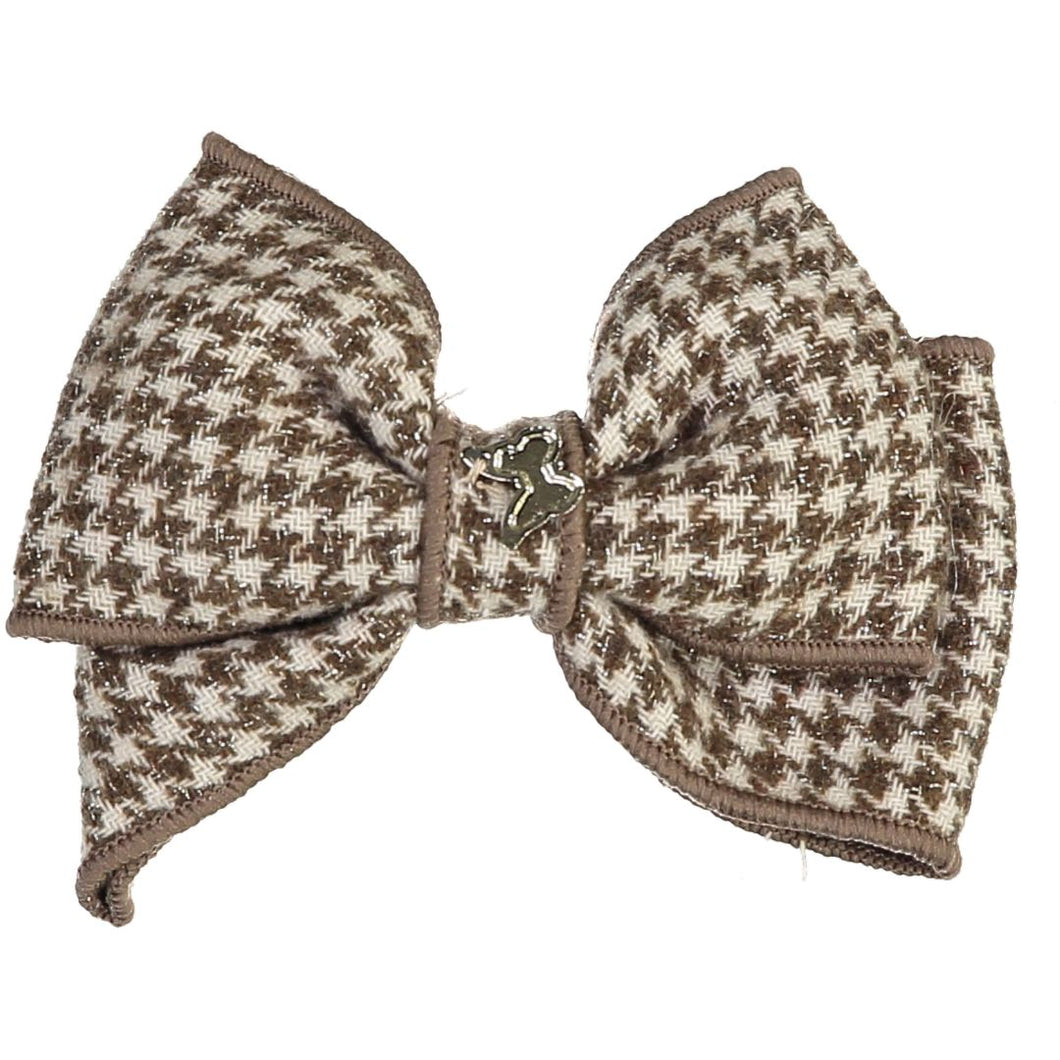 Shimmer Houndstooth Clip - Chocolate