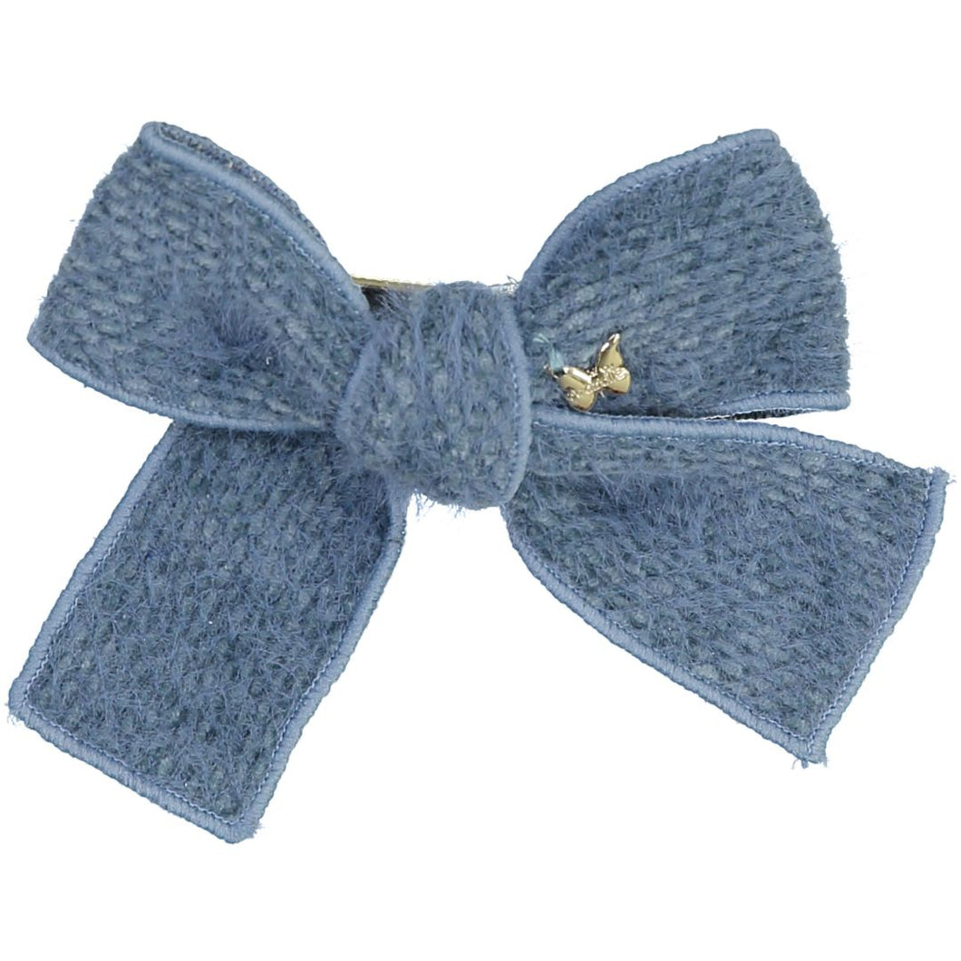 Mohair Bow Clip - Slate