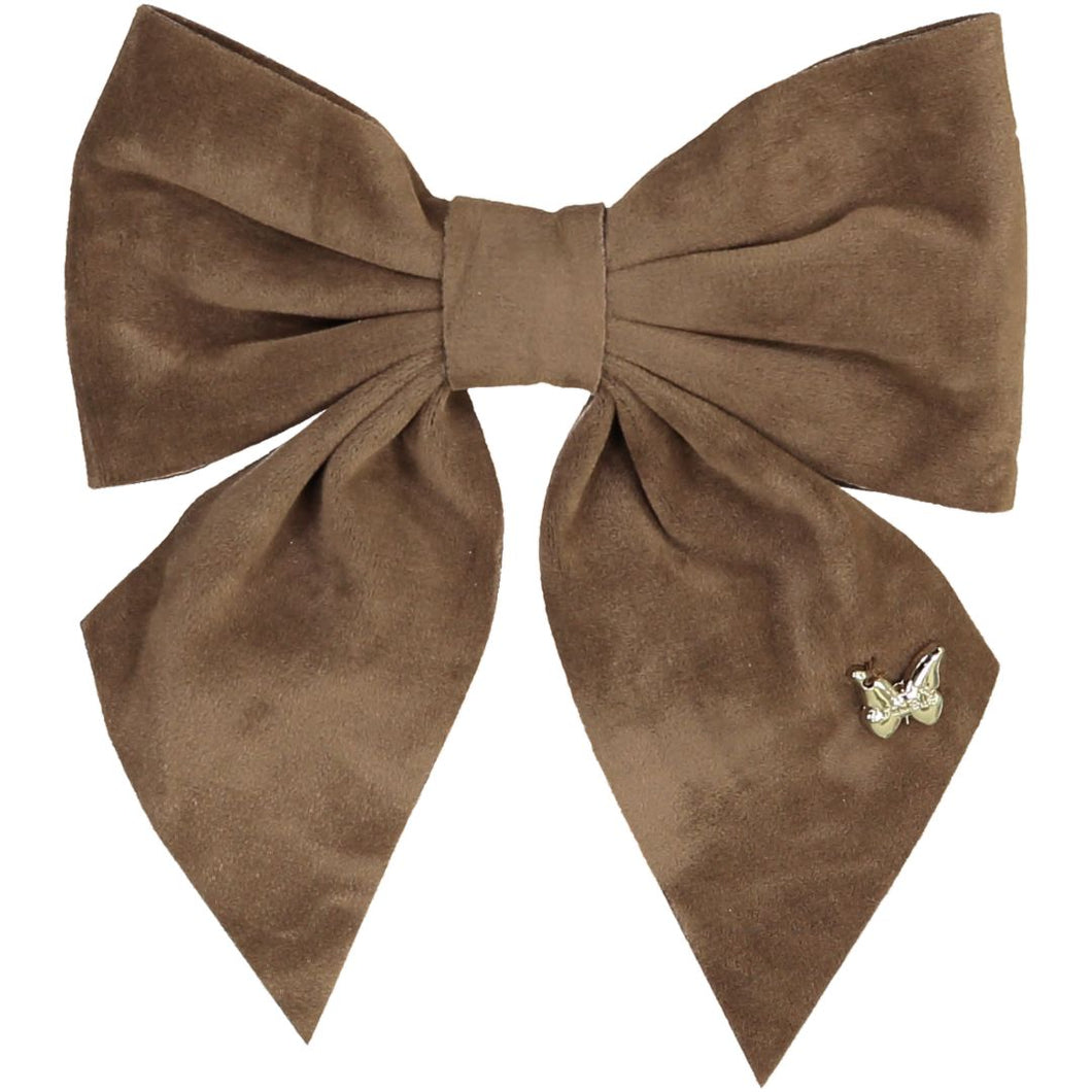 Velvet Bow Clip - Walnut