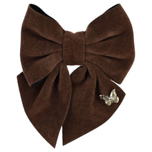 Load image into Gallery viewer, Velvet Bow Clip - Chocolate
