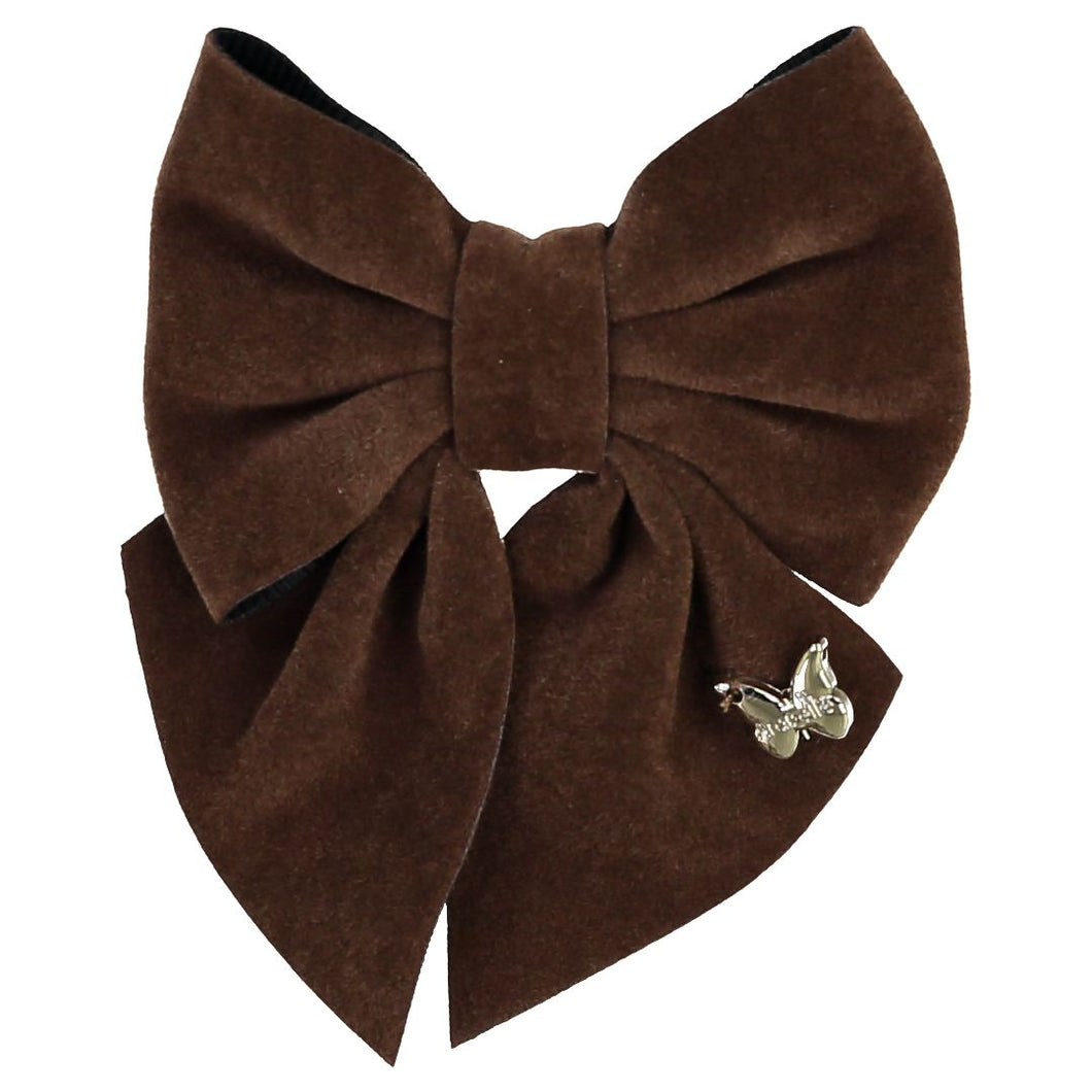Velvet Bow Clip - Chocolate