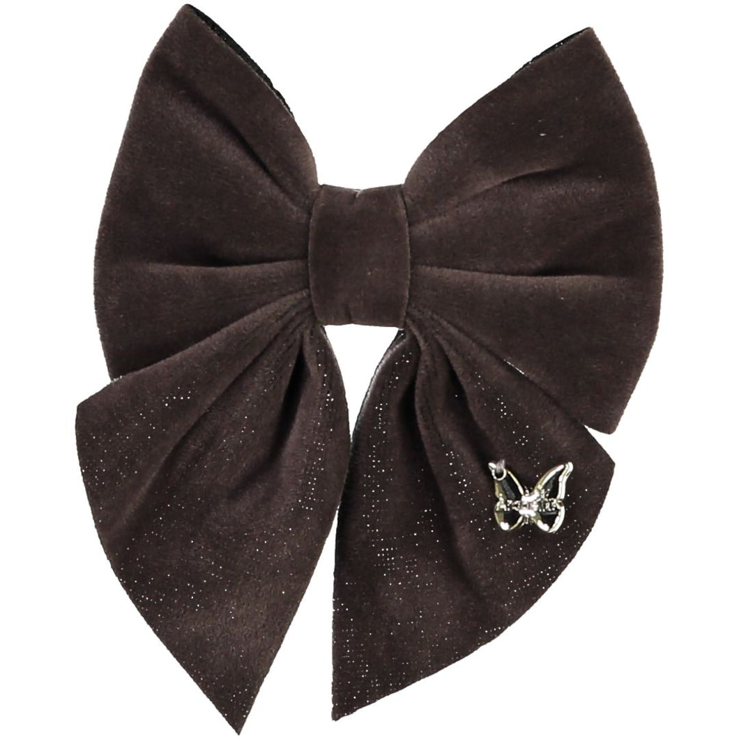 Velvet Bow Clip - Grey
