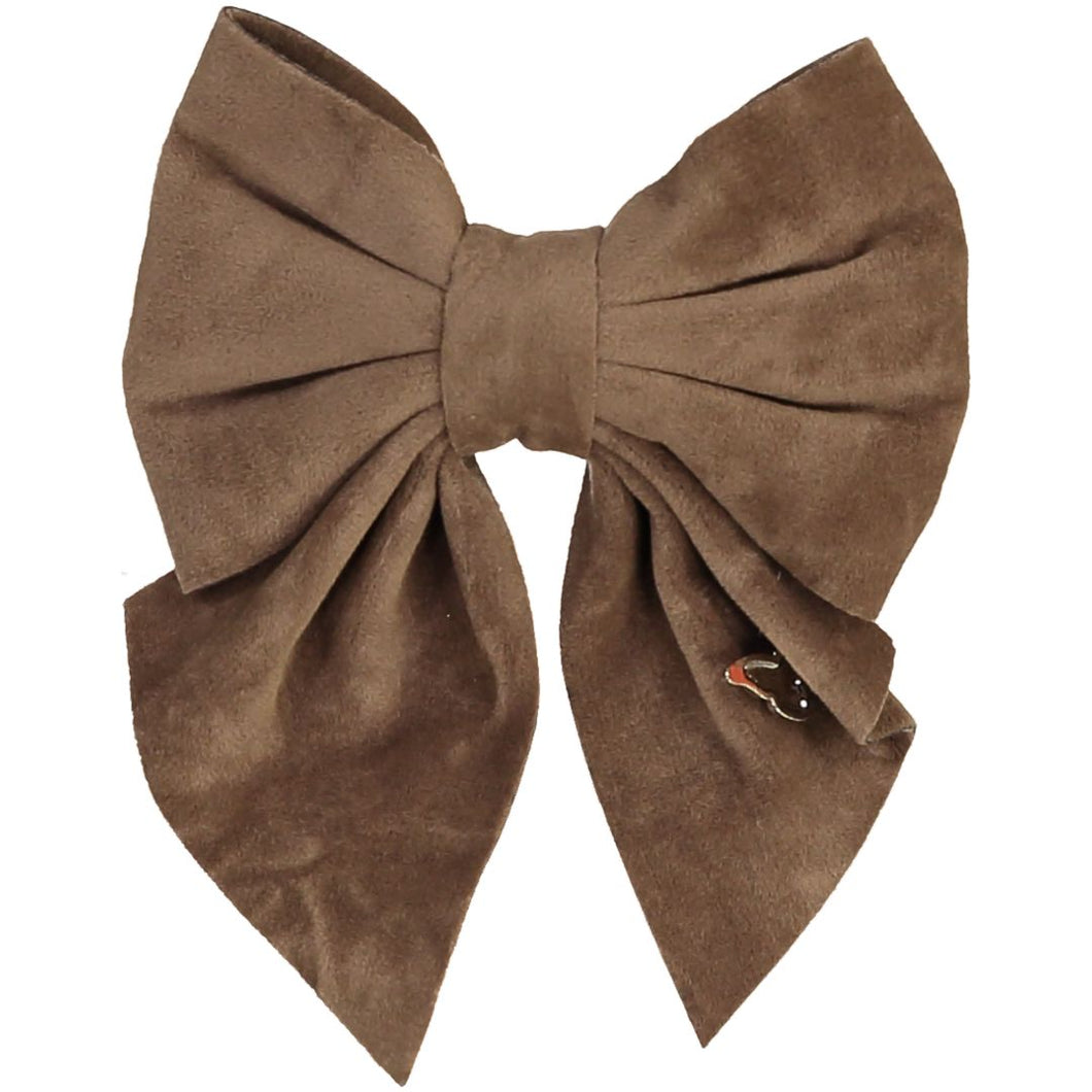 Velvet Bow Clip - Walnut