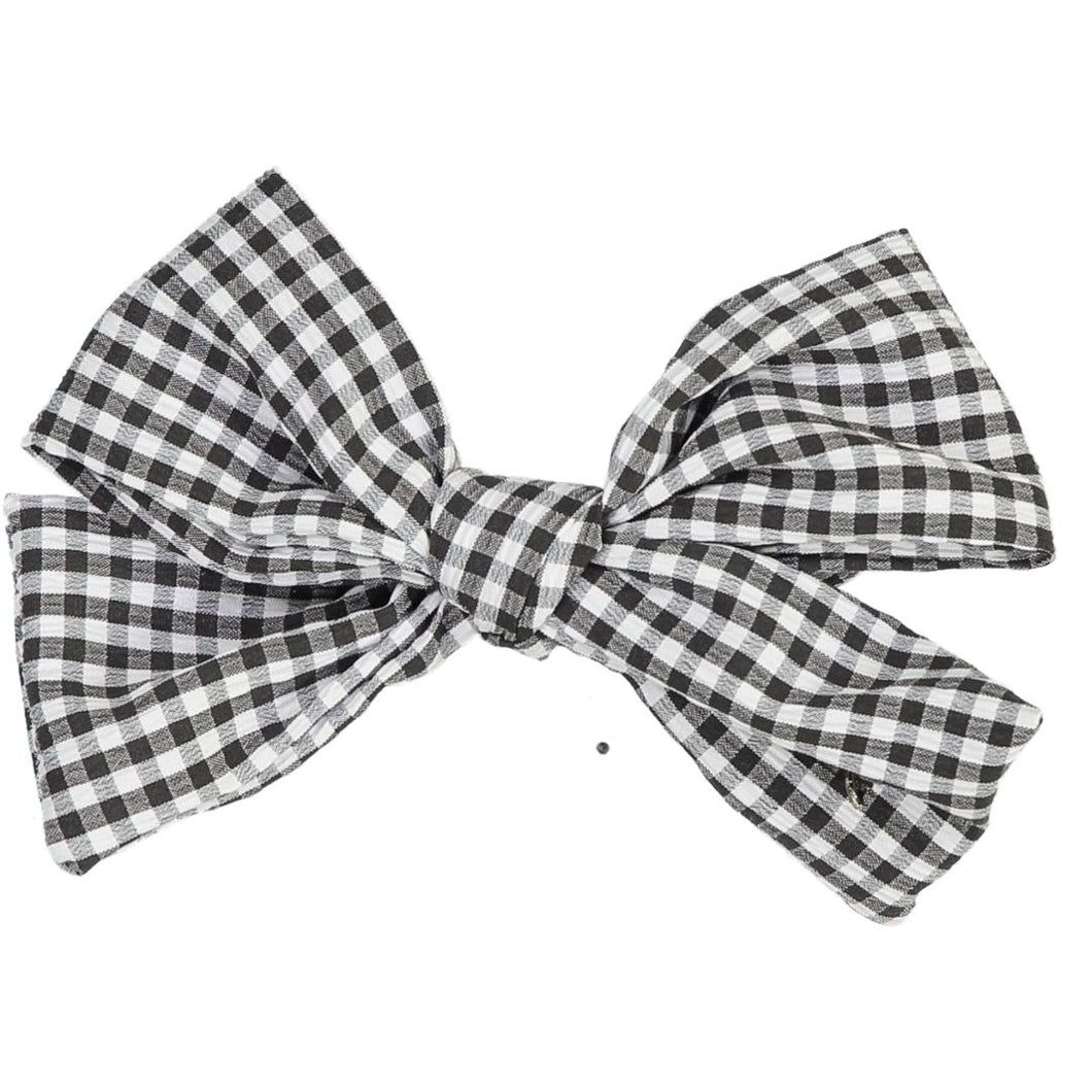 Gingham Bow Clip - Black