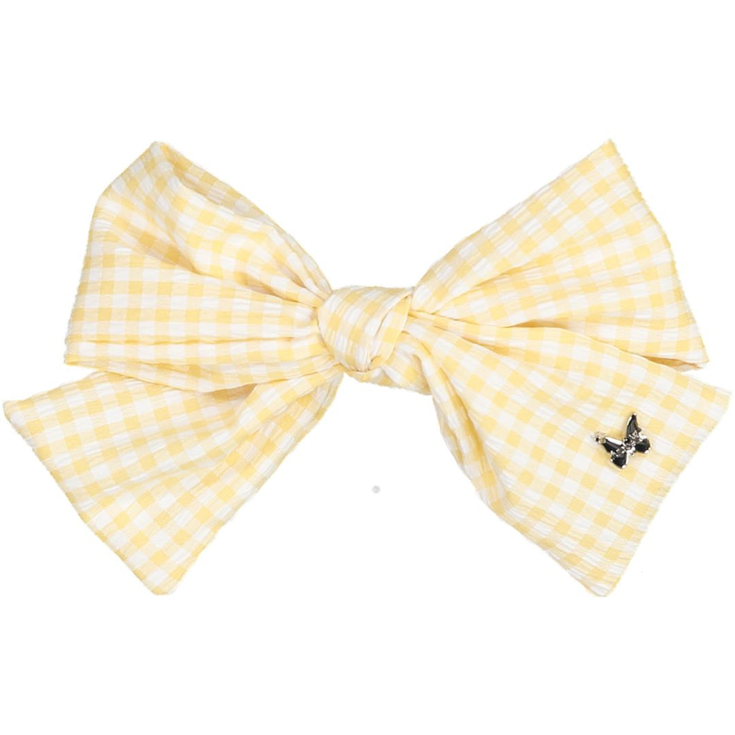 Gingham Bow Clip - Saffron